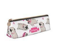 FJAUOQ Caja de lápices Cute Cartoon Pug Pencil Case with Zipper Durable Portable Pen Pouch Office Storage Bag Travel Toiletry Holder for Women Men