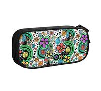 FJAUOQ Caja de lápices Doodles Flowers Pencil Case Compartments Pen Pouch Box Multifunctional Makeup Bag Holder Large Storage Stationery Organizer with Zipper for Office Travel