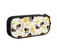 FJAUOQ Caja de lápices Funny Bees Beehive Pencil Case Compartments Pen Pouch Box Multifunctional Makeup Bag Holder Large Storage Stationery Organizer with Zipper for Office Travel