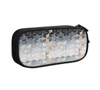 FJAUOQ Caja de lápices Geometric Design Pencil Case Compartments Pen Pouch Box Multifunctional Makeup Bag Holder Large Storage Stationery Organizer with Zipper for Office Travel