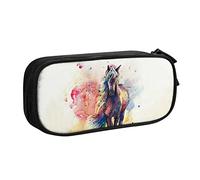 FJAUOQ Caja de lápices Horse Pencil Case Compartments Pen Pouch Box Multifunctional Makeup Bag Holder Large Storage Stationery Organizer with Zipper for Office Travel