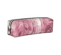 FJAUOQ Caja de lápices Pink Flowers on Plank Wood Pencil Case with Zipper Durable Portable Pen Pouch Office Storage Bag Travel Toiletry Holder for Women Men