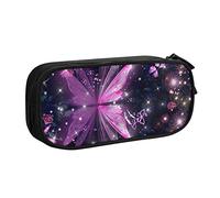 FJAUOQ Caja de lápices Purple Abstract Butterfly Pencil Case Compartments Pen Pouch Box Multifunctional Makeup Bag Holder Large Storage Stationery Organizer with Zipper for Office Travel
