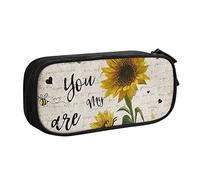 FJAUOQ Caja de lápices Sunflower You Are My Sunshine Pencil Case Compartments Pen Pouch Box Multifunctional Makeup Bag Holder Large Storage Stationery Organizer with Zipper for Office Travel