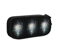 FJAUOQ Caja de lápices Treble Clef Music Symbol Pencil Case Compartments Pen Pouch Box Multifunctional Makeup Bag Holder Large Storage Stationery Organizer with Zipper for Office Travel