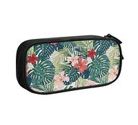 FJAUOQ Caja de lápices Tropical Flowers and Leaves Pencil Case Compartments Pen Pouch Box Multifunctional Makeup Bag Holder Large Storage Stationery Organizer with Zipper for Office Travel