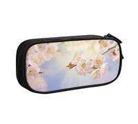 FJAUOQ Caja de lápices White Cherry Blossom Pencil Case Compartments Pen Pouch Box Multifunctional Makeup Bag Holder Large Storage Stationery Organizer with Zipper for Office Travel