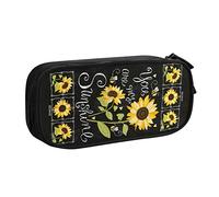 FJAUOQ Caja de lápices You Are My Sunshine Sunflower Pencil Case Compartments Pen Pouch Box Multifunctional Makeup Bag Holder Large Storage Stationery Organizer with Zipper for Office Travel