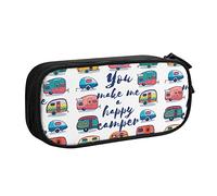 FJAUOQ Caja de lápices You Make Me Happy Happy Card Camper Pencil Case Compartments Pen Pouch Box Multifunctional Makeup Bag Holder Large Storage Stationery Organizer with Zipper for Office Travel