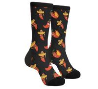 FJAUOQ Calcetines divertidos y novedosos, casuales, atléticos, lindos calcetines para mujeres y hombres, Pimienta jalapeña, Altoa única