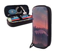 FJAUOQ Clouds & Gradients - Estuche para lápices de piel de gran capacidad, portátil, con cremallera, organizador de oficina, Black, Talla única, Estuche para lápices