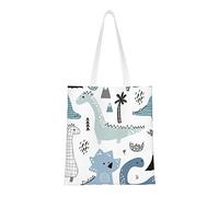 FJAUOQ Clover - Bolsas de lona para mujer, bolsas de comestibles reutilizables, bolsas de viaje para el trabajo, viajes, compras, Cartoon Dino, Talla única, Bolsa de lona y playa