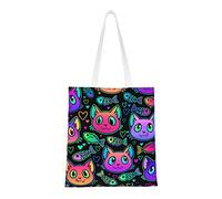FJAUOQ Clover - Bolsas de lona para mujer, bolsas de comestibles reutilizables, bolsas de viaje para el trabajo, viajes, compras, Peces de gato, Talla única, Bolsa de lona y playa