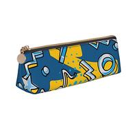 FJAUOQ Colorido graffiti rock música hip hop arte lápiz bolsa triángulo estuche portátil lápiz bolsa de cuero organizador con cremallera bolsa de cosméticos, White, Talla única, Estuche para lápices