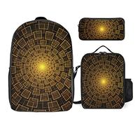 FJAUOQ Conjunto de mochila con patrón abstracto moderno, 3 piezas, kit de mochila de bolsa de almuerzo, estuche de lápices, gran capacidad, Patrón abstracto moderno, Talla única, Mochilas