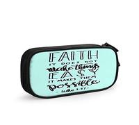 FJAUOQ Estuche con cita motivacional de gran capacidad Faith Does Not Make Things Easy It Makes Them Possible Word Pen Box Large Storage Pouch School Stationary for Women Men, Multi-c554, Talla única,