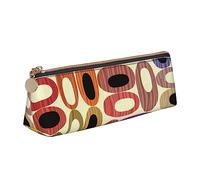 FJAUOQ Estuche de cuero para mujer, diseño retro moderno de mediados de siglo, con formas de gota, estuche de gran capacidad con cremallera para oficina, White, Talla única, Estuche para lápices