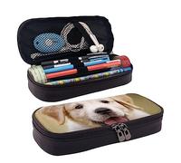 FJAUOQ Estuche de piel con estampado de cachorro de perro, bolsa para bolígrafos de gran capacidad, bonito estuche organizador de cosméticos con cremallera, Black, Talla única, Estuche para lápices