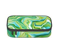 FJAUOQ Estuche moderno con textura marmoleada, triangular, de gran capacidad, bolsa para bolígrafos, bolsa de cosméticos pequeña para mujeres y hombres, Black, Talla única, Estuche para lápices