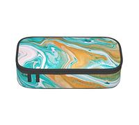 FJAUOQ Estuche moderno con textura marmoleada, triangular, de gran capacidad, bolsa para bolígrafos, bolsa de cosméticos pequeña para mujeres y hombres, Black, Talla única, Estuche para lápices
