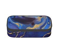 FJAUOQ Estuche moderno con textura marmoleada, triangular, de gran capacidad, bolsa para bolígrafos, bolsa de cosméticos pequeña para mujeres y hombres, Black, Talla única, Estuche para lápices