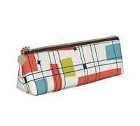 FJAUOQ Estuche moderno de cuero con estampado de mediados de siglo, estuche de gran capacidad con cremallera para oficina, White, Talla única, Estuche para lápices