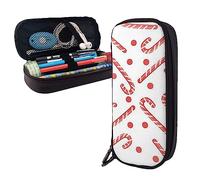 FJAUOQ Estuche para lápices de bastón de caramelo de gran capacidad, estuche portátil de cuero con cremallera para organizador de oficina, Black, Talla única, Estuche para lápices