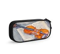 FJAUOQ Estuche para lápices de gran capacidad con temática de música retro, regalo clásico de notas de violín, diseño moderno, simple bolsa de papelería, soporte para escuela, oficina, estudiantes,