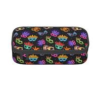 FJAUOQ Estuche para lápices de Mardi Gras, bolsa de lápices triangular de gran capacidad, bolsa de cosméticos pequeña para mujeres y hombres, Black, Talla única, Estuche para lápices