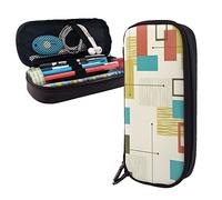 FJAUOQ Estuche para lápices de mediados de siglo, moderno impreso, gran capacidad, estuche para lápices, organizador de papelería simple para oficina, viajes, caja de soporte, Black, Talla única,
