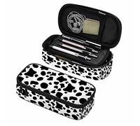 FJAUOQ Estuche para lápices de Vaca Blanco y Negro, Piel de Animal, Punto de Vaca, Garabato Bonito, Artes Creativas, Estuche para bolígrafo de Gran Capacidad para Oficina y Adulto