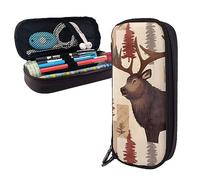FJAUOQ Estuche para lápices, diseño de pájaros kiwi, estuche de gran capacidad, organizador de papelería simple para oficina, viaje, caja de soporte, Lodge Bear Deer Fish, Talla única, Estuche para