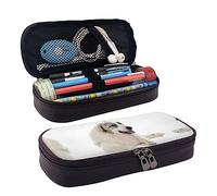 FJAUOQ Estuche para lápices, estuche de cuero de gran capacidad, bonito estuche de maquillaje con lentejuelas degradadas para mujeres y hombres, Lindo perro., Talla única, Estuche para lápices