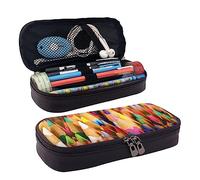 FJAUOQ Estuche para lápices, estuche de cuero de gran capacidad, bonito estuche de maquillaje de esqueleto de dinosaurio para mujeres y hombres, Crayones, Talla única, Estuche para lápices