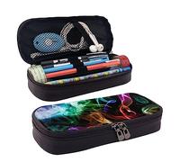 FJAUOQ Estuche para lápices, estuche de cuero de gran capacidad, bonito estuche de maquillaje de mármol dorado para mujeres y hombres, Humo colorido, Talla única, Estuche para lápices