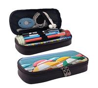FJAUOQ Estuche para lápices, estuche de cuero de gran capacidad, bonito estuche de maquillaje de pétalos dorados para mujeres y hombres, Paraguas de color, Talla única, Estuche para lápices