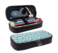 FJAUOQ Estuche para lápices, estuche de cuero de gran capacidad, bonito estuche de maquillaje de pétalos dorados para mujeres y hombres, Oso panda de dibujos animados, Talla única, Estuche para