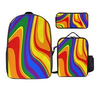 FJAUOQ Free Mom Hugs LGBTQ Pride Month - Juego de mochila de 3 piezas, bolsa de almuerzo, estuche para lápices, gran capacidad, Lgbtq Orgullo Boca Arco Iris Gay-1, Talla única, Mochilas