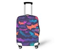 FJAUOQ Funda de equipaje de viaje con pintura a mano alzada de pavo real, protector de plumas de pavo real, lavable, para equipaje de 18 a 32 pulgadas, Corte de papel de murciélago arcoíris, M(22-24