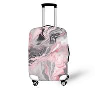 FJAUOQ Funda de equipaje de viaje con pintura a mano alzada de pavo real, protector de plumas de pavo real, lavable, para equipaje de 18 a 32 pulgadas, Pintura artística fluida rosa, L(25-28 IN)
