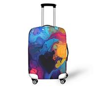 FJAUOQ Funda de equipaje de viaje en espiral de vidrio de pavo real con patrón gótico de elastano, protector de maleta, funda antiarañazos para equipaje de 18 a 32 pulgadas, Rainbow Graffiti Splash
