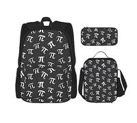 FJAUOQ Funny Mathematical Happy Pi Day - Juego de mochila de 3 piezas, bolsa de almuerzo, estuche para lápices, gran capacidad, Bp606, Talla única, Mochilas
