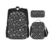 FJAUOQ Funny Mathematical Happy Pi Day - Juego de mochila de 3 piezas, bolsa de almuerzo, estuche para lápices, gran capacidad, Bp607, Talla única, Mochilas