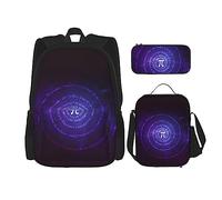 FJAUOQ Funny Mathematical Happy Pi Day - Juego de mochila de 3 piezas, bolsa de almuerzo, estuche para lápices, gran capacidad, Bp603, Talla única, Mochilas