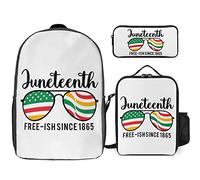 FJAUOQ Happy Juneteenth Day Freedom 1865 - Juego de mochila, 3 piezas, kit de mochila de lonchera, estuche para lápices, gran capacidad, Feliz día Juneteenth Libertad 1865, Talla única, Mochilas