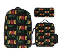 FJAUOQ Happy Juneteenth Day Freedom 1865 - Juego de mochila, 3 piezas, kit de mochila de lonchera, estuche para lápices, gran capacidad, Feliz día Juneteenth Libertad 1865, Talla única, Mochilas