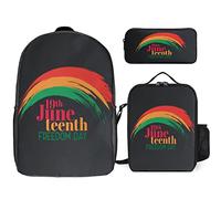 FJAUOQ Happy Juneteenth Day Freedom 1865 - Juego de mochila, 3 piezas, kit de mochila de lonchera, estuche para lápices, gran capacidad, Feliz día Juneteenth Libertad 1865-1, Talla única, Mochilas