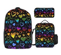 FJAUOQ Juego de mochila con bandera del orgullo intersexual, 3 piezas, kit de mochila de bolsa de almuerzo, estuche para lápices, gran capacidad, Mes del Orgullo Lgbtq Aliado del Orgullo Gay, Talla