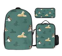 FJAUOQ Juego de mochila con diseño de perro boxer, 3 piezas, kit de mochila de lonchera, estuche para lápices, gran capacidad, Bonito patrón de perro bóxer, Talla única, Mochilas