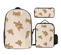 FJAUOQ Juego de mochila con diseño de perro chihuahua, 3 piezas, kit de mochila de bolsa de almuerzo, estuche para lápices, gran capacidad, Lindo patrón de perro chihuahua, Talla única, Mochilas
